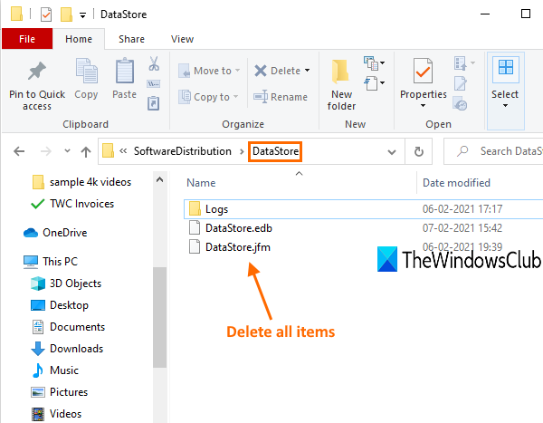 Fix Microsoft Store error 0x800700AA on Windows 10 delete-all-items-present-in-DataStore-folder.png