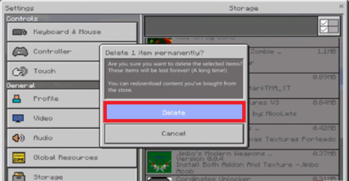 How to delete Resource Packs in Minecraft Bedrock Delete-Confirmation.png