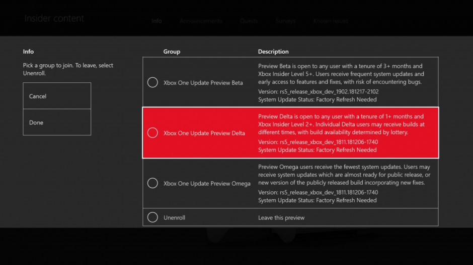 Xbox One Preview Delta ring 1910 System Update 190918-1945 - Sept. 23 Xbox Delta-Ring-1-hero.png