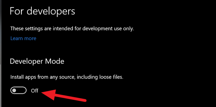 Error 0x800f0830-0x20003, Installation failed in SAFE_OS phase with error during... Developer-Mode.png
