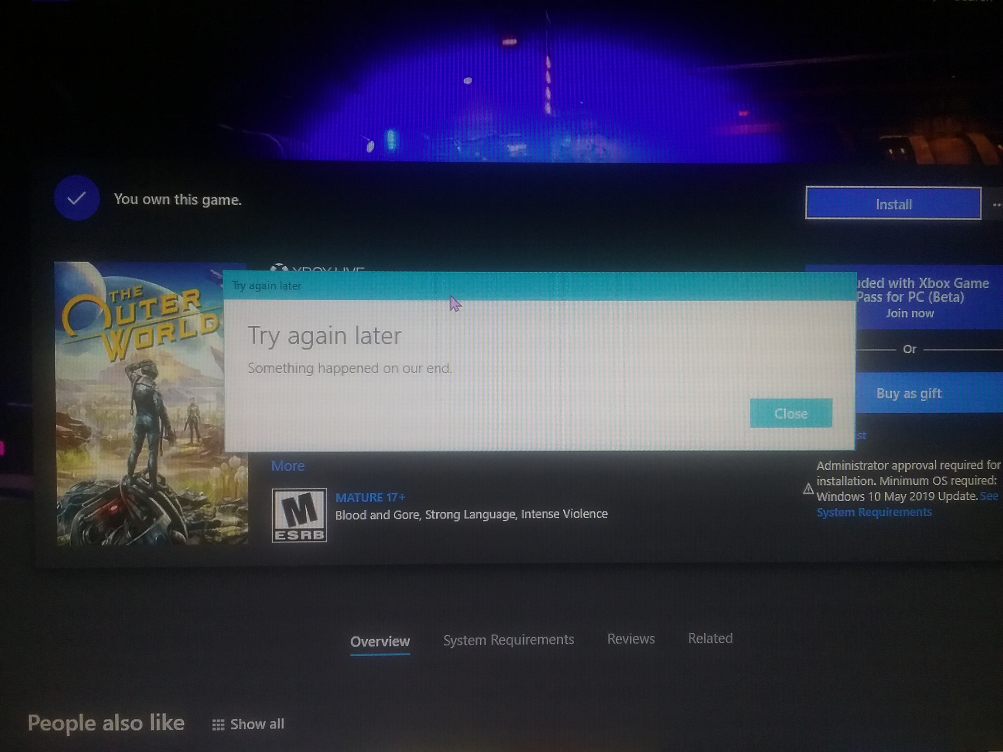 Can't Install The Outer Worlds df11e25c-671a-4943-ae7d-e7ea9f9be8cf?upload=true.jpg