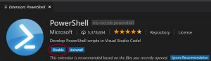 Announcing the PowerShell Preview Extension in VSCode disable-extension-300x87.jpg