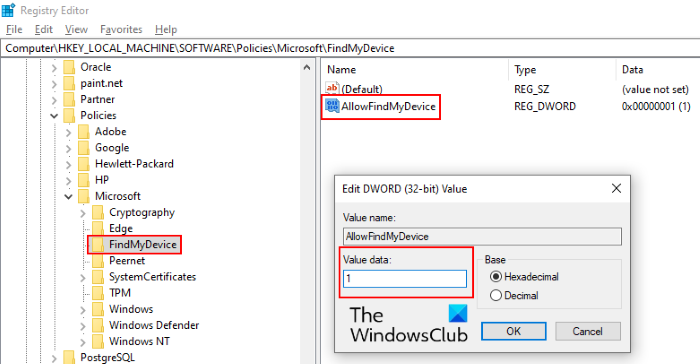How to disable Find my Device option in Windows 10 Settings disable-find-my-device-regedit.png
