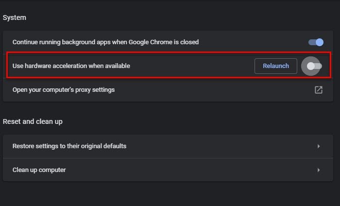 Fix Google Chrome lagging and slow to open in Windows 11/10 disable-Hardware-Acceleration.jpg