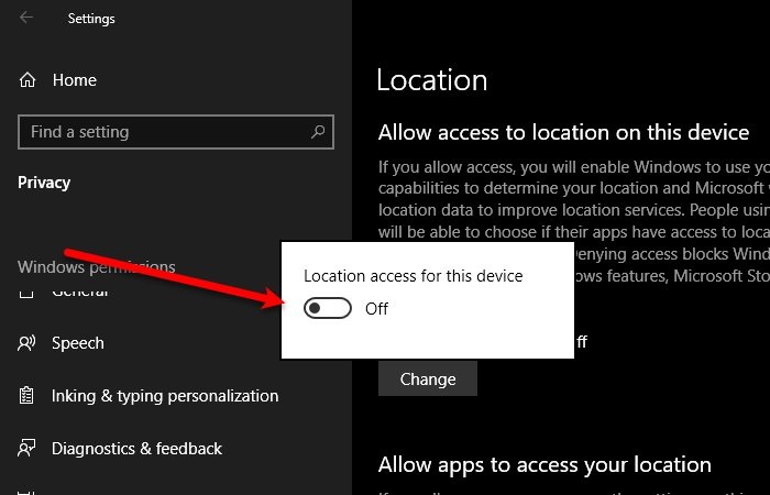 How to change Location settings in Windows 10 disable-location-from-settings.jpg