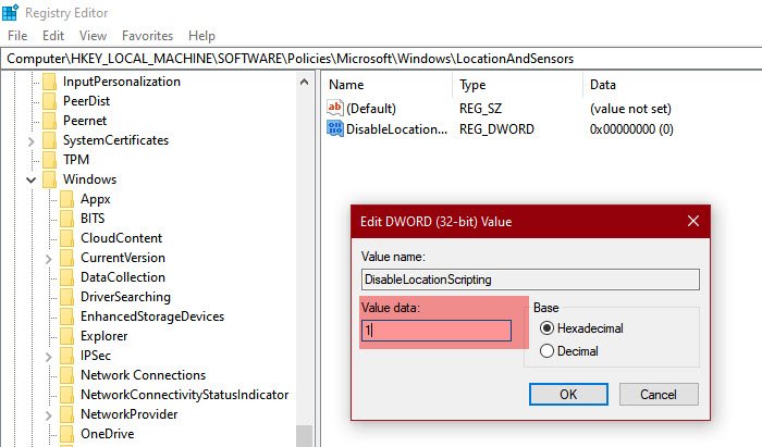 How to turn on or off Location Scripting on Windows 10 disable-location-scripting-regedit.jpg