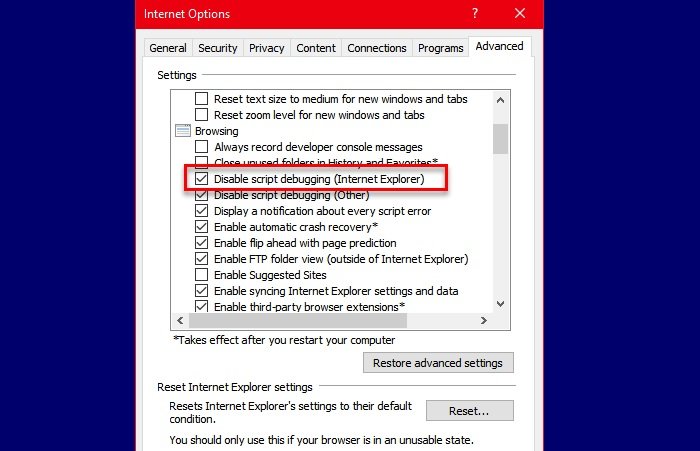 Fix Long-Running Script error on Internet Explorer 11 Disable-Script-debugging.jpg