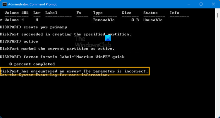 Diskpart has encountered an error, The parameter is incorrect Diskpart-has-encountered-an-error-The-parameter-is-incorrect.png