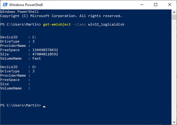 Look up hard disk information with PowerShell display-disk-information-windows-powershell.png