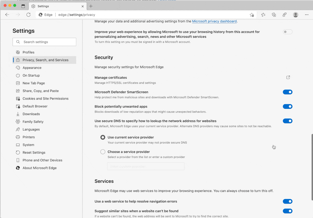 Microsoft Edge 88 Privacy and Security Updates DNS-Optimized.gif
