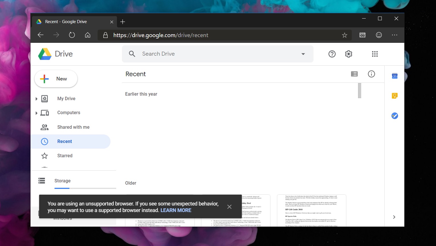 Google Drive also marks Chromium-based Microsoft Edge as unsupported Drive-in-Edge-Canary.jpg