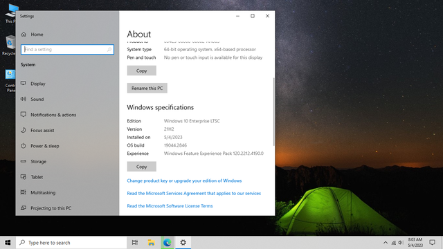I installed Windows 10 LTSC IoT 2021 x64 on my old PC and it worked fine dso9ykr2spxa1.png