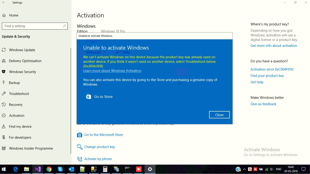 Windows 10 pro edition issue  - error (0xc004c008) e01b7d4d-fc25-44c5-8b27-fc5d4c792c57?upload=true.jpg