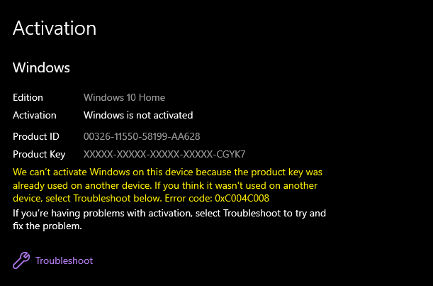 Error: 0xC004C008 when trying to activate Windows after hardware change e08597ec-214a-42ef-ad78-5ec48a21b5d1?upload=true.png