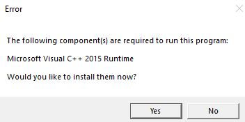 The following components are required to run this program microsoft visual c++ 2015 runtime e0aebfc1-eafc-4c61-b9a6-dc36b954ecba?upload=true.jpg