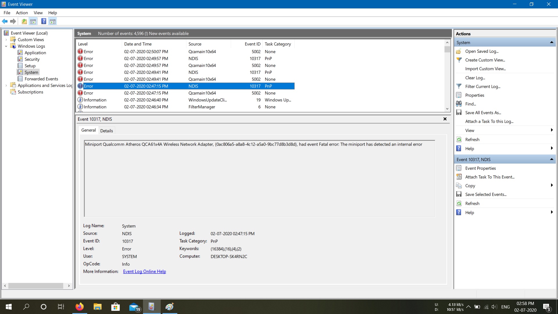 Qualcomm Wireless Network Adpater Automatically Disabling/Crashing/Turning OFF only while... e0aecc15-1197-4028-9cb4-43a25d09b05d?upload=true.jpg