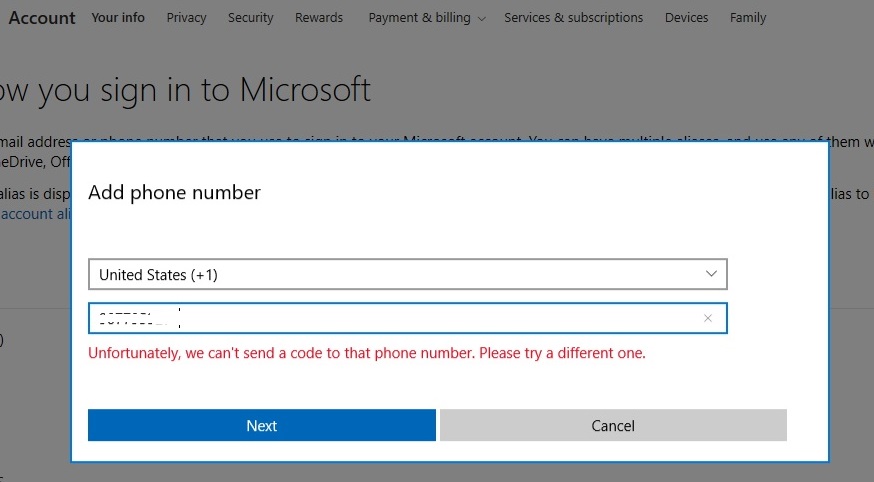 Microsoft isn't sending a code to my phone number. e15104db-3fc5-4937-bbc9-5e761f0a51b6?upload=true.jpg