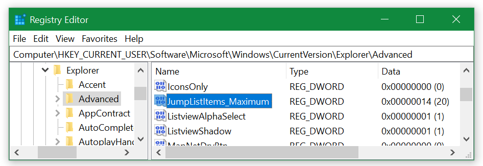 Cannot increase jump list size beyond 10 e1a599e5-de1b-45db-84da-e0d4066a6658?upload=true.png