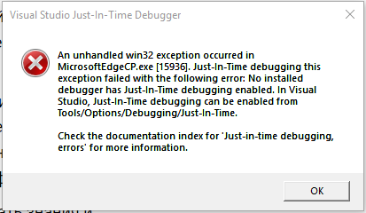 Visual Studio Just-In-Time Debugger Start up program when i boot the PC. e20058ff-c375-478a-b5fe-3f5123fb7274?upload=true.png