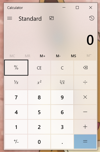 Calculator "buttons" are moved around and the equal sign button is blue e20a4f7e-1f6d-43ca-9876-1ab1f1a5132f?upload=true.png