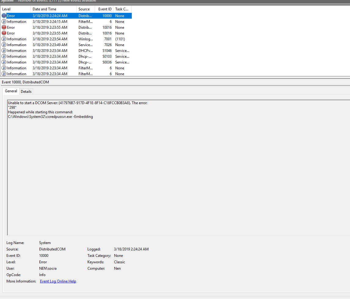Unable to start DCOM error shut down my computer again e22c9af8-2a15-4df1-99ce-f81e91f46d0b?upload=true.png