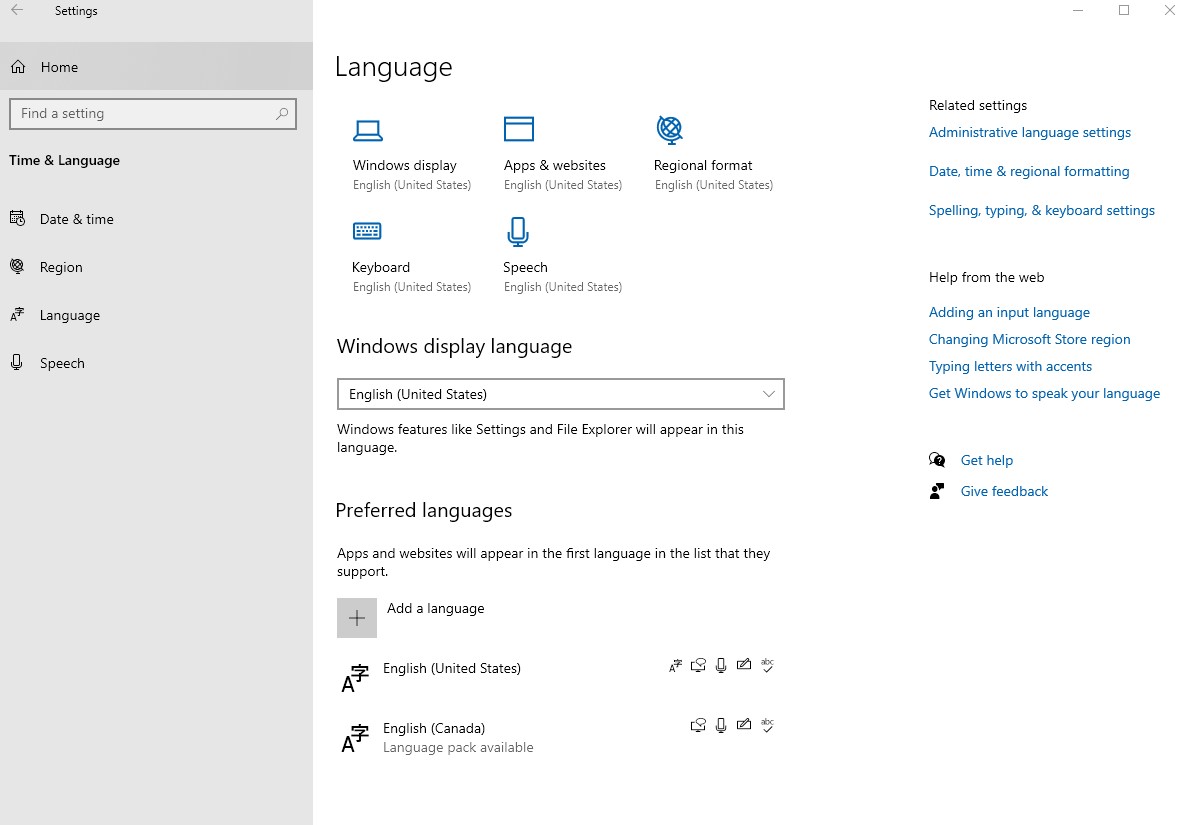 CORRECT Language Settings for English Canada on Windows 10. Here's how: e275b009-cc23-4ee7-bd45-ca5908f281b4?upload=true.jpg