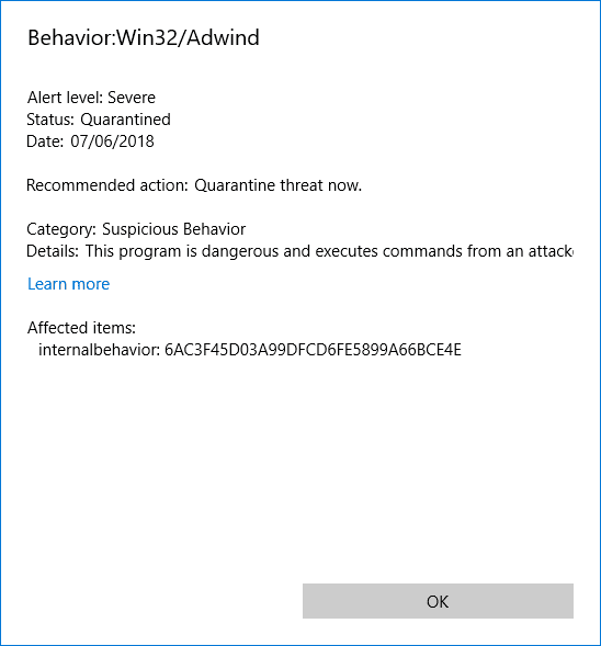 Windows Defender (on Window 10) stops a desktop application sometimes but not always. e27d3ced-4693-4f73-b085-6b667e7e3668?upload=true.png
