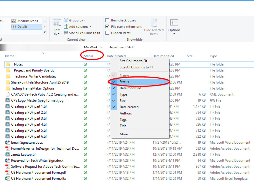 "Status" column in File Explorer in Windows 10 e28493af-b6a3-46c8-bc2e-a545250d1dce?upload=true.jpg