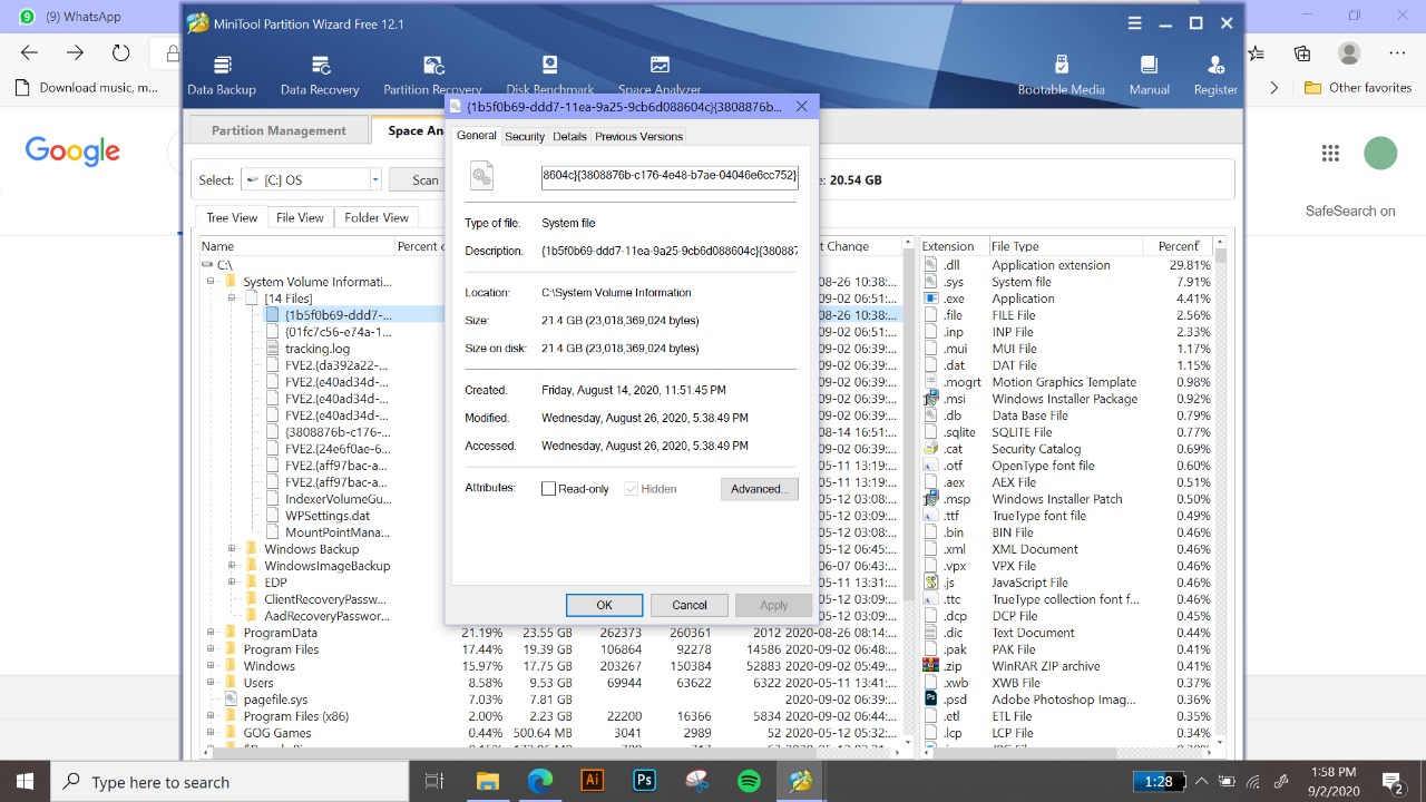 My C drive always gains 20gb of nothing sometimes, turns out System Volume Information... e31d8ca7-9c8b-4d46-9c37-7a89424ba4ad?upload=true.jpg