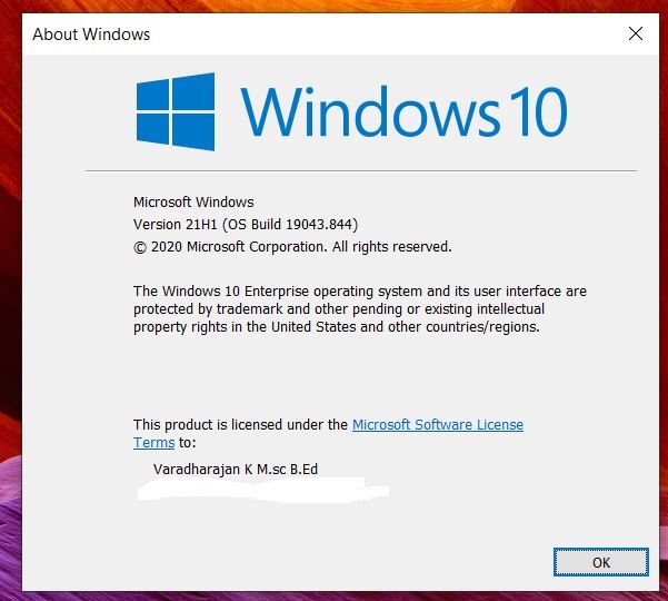 Today My Asus Laptop running with windows 10 64bit upgraded to  21H1 build no 19043.844  on... e33c66b4-2290-4df9-9bf4-a4a83e85830d?upload=true.jpg