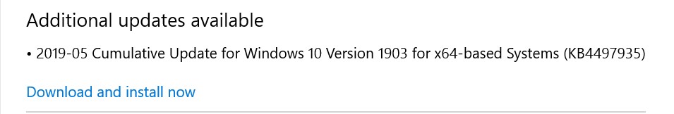 Windows Update KB4497935 Installed successfully on May 29th, now it shows again in... e3474156-5795-4cb0-94ff-d5389df3e591?upload=true.jpg