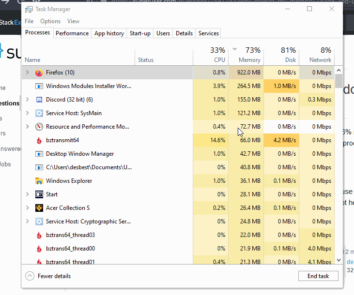 Why does my memory usage have high percentage in task manager but the memory shown being... e38e532e-7780-4cce-921f-fb17472db01b?upload=true.gif