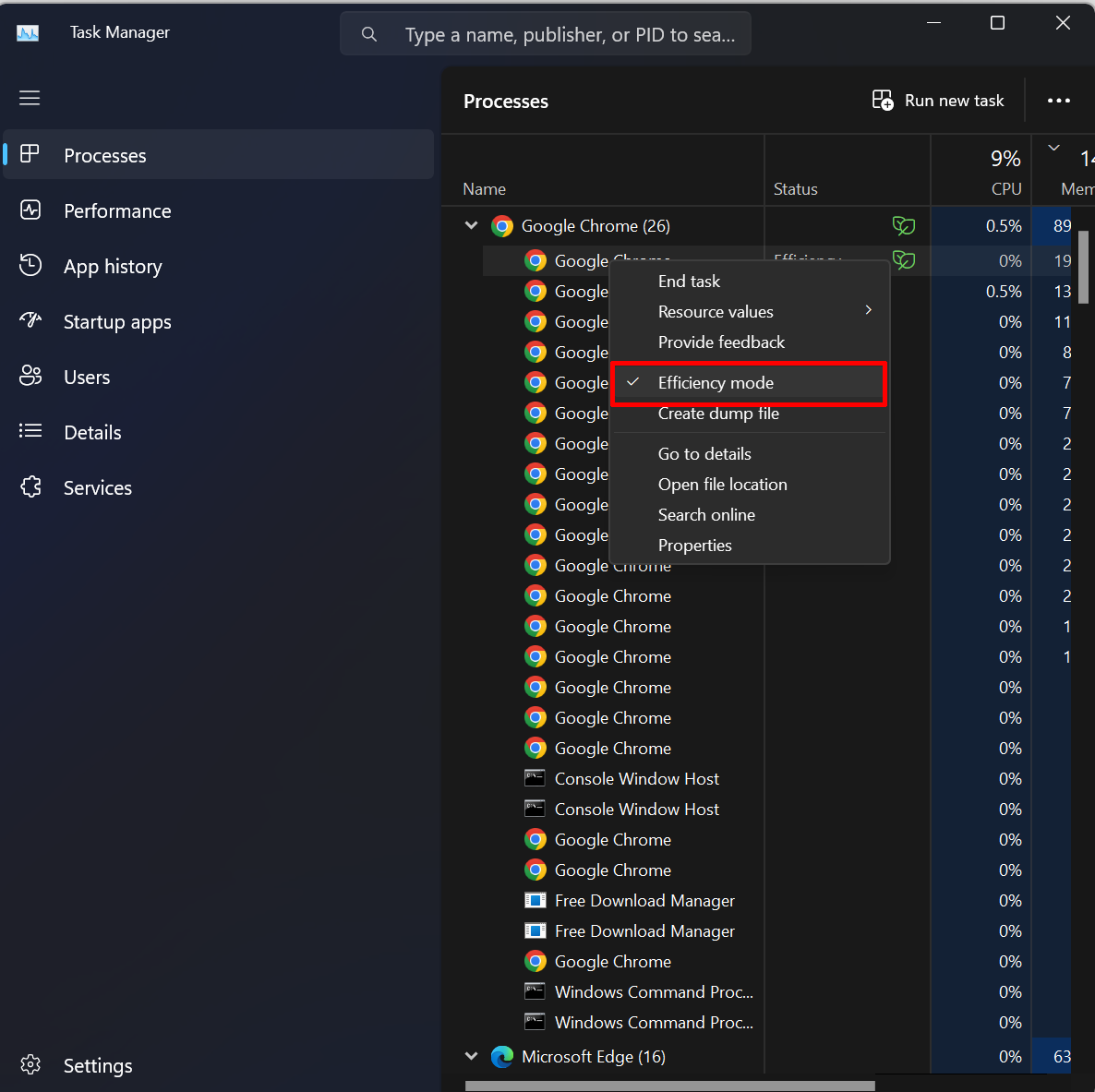 "Efficiency" mode not just crippling Chrome in Windows 11 e3CwU5yakLctnBJf%2bQFdRVEfHBE7uWsjLeYK0VFM60fMfB9gA%2b4X8RjtIslL0XrUCbsaN5dqlmkix1AYupLX%2f2c%3d.png