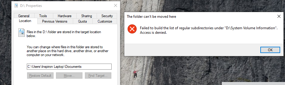 I just theoretically moved my Documents folder from C: to D: drive, but it still appears is... e3fe39b9-b058-464c-bfaf-64c8edc8131a?upload=true.png