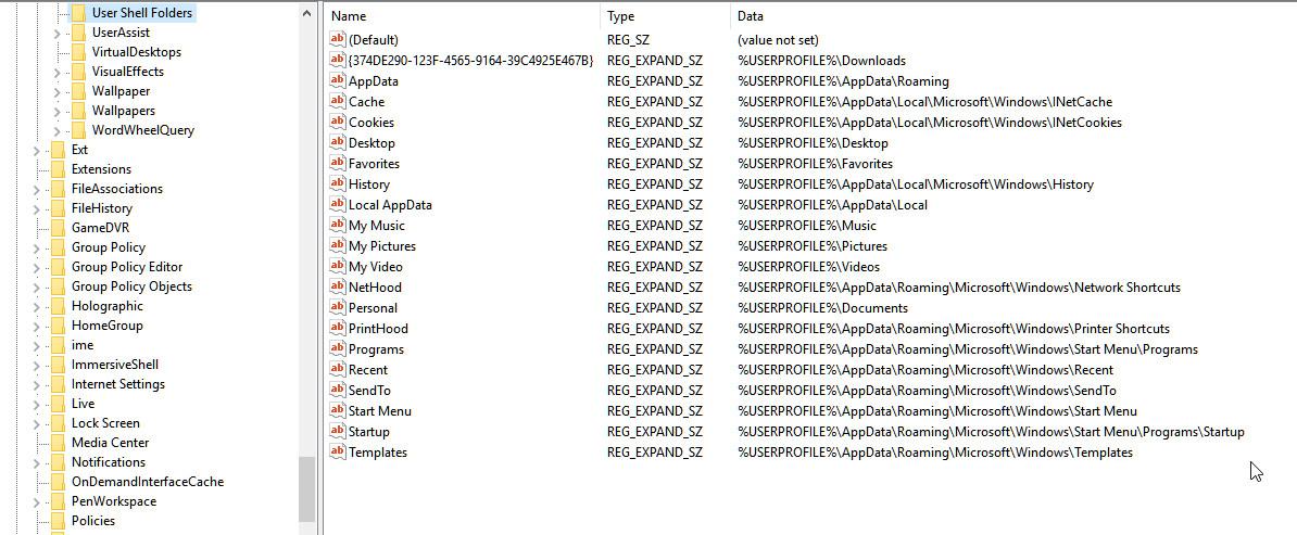 Can't get regedit to save changes [ User Shell folders ] e4f7a226-96f8-4cf8-be1d-23a347d35d90?upload=true.jpg