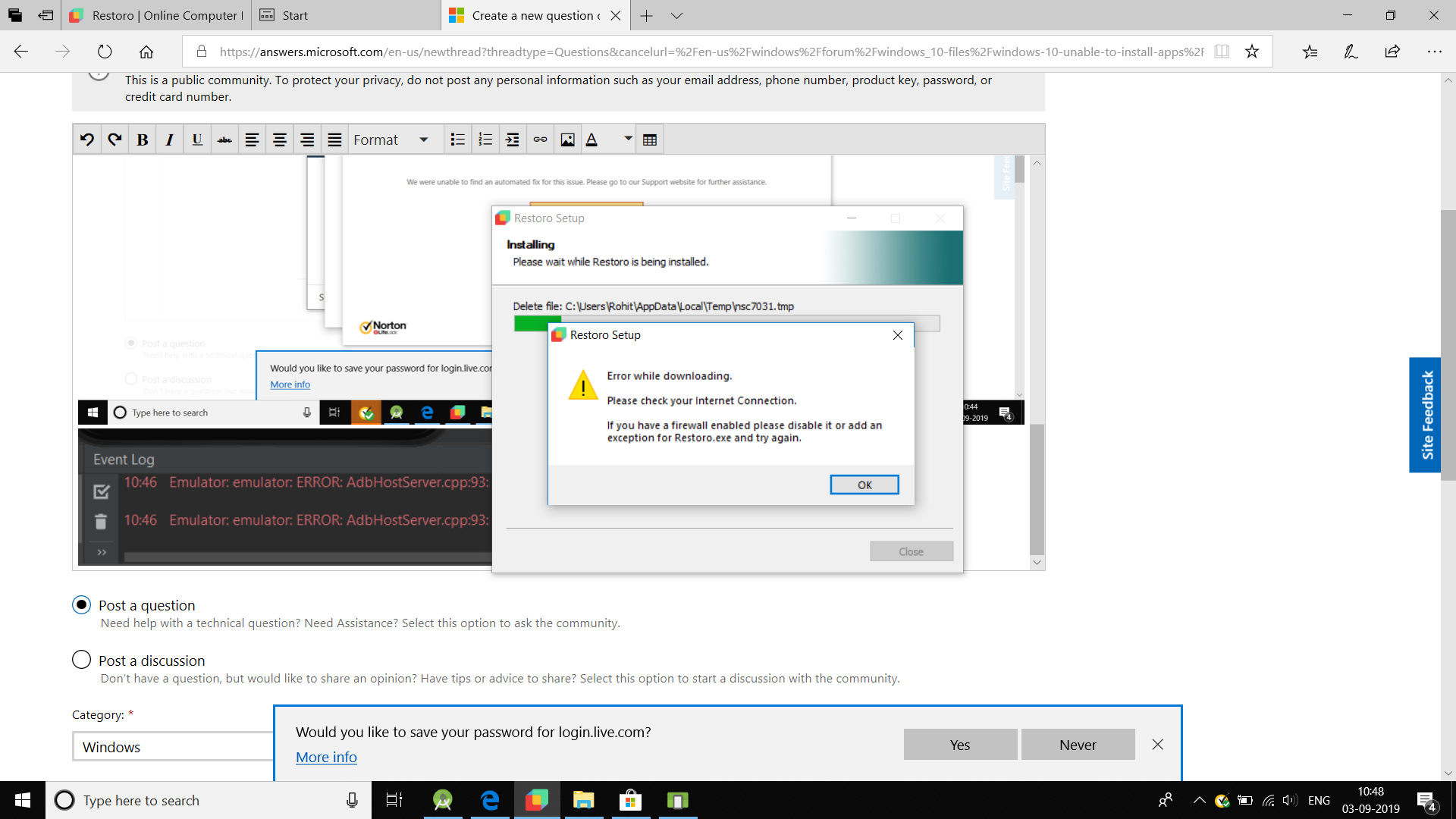 I am unable download and install any softwere e704b543-5f17-43e9-a428-134b398b2e88?upload=true.png