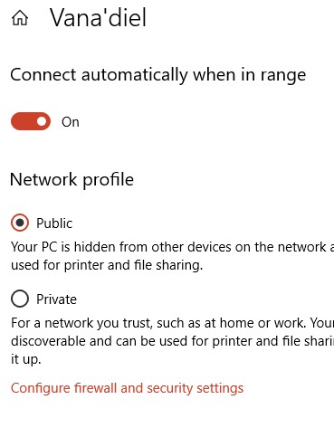 Version 1903: Network Location won't stay private (change public to private, use upper left... e75ba117-baaa-47a5-a301-68e1af71e4bf?upload=true.jpg