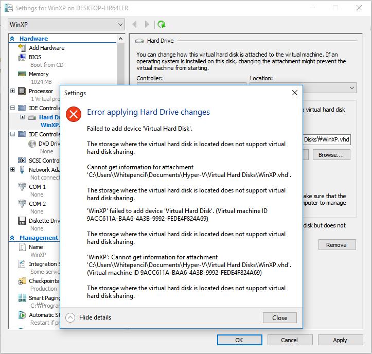 Hyper-V "Failed to Add Device 'Virtual Hard Disk' " e771fa89-fc4a-4189-a6bf-7f761022968b?upload=true.png