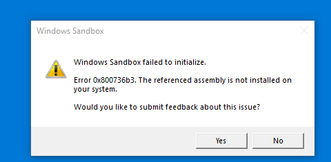 Windows Sandbox error 0x800736b3 when launching e79cf673-ad06-46d5-bce4-6f67d6bc76f1?upload=true.png