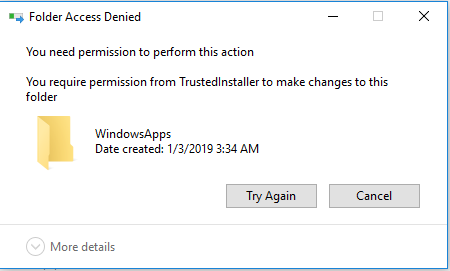 Unable to edit permissions or access file folder "WindowsApps" on internal secondary HD... e7b6c146-671f-4937-94d0-be612b1c576c?upload=true.png