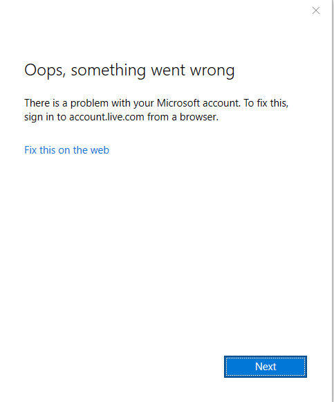 Shared Experiences Accounts require attention, but error code 0x8019005 appears. e7b84c8f-a757-47e4-9235-8333c2d325af?upload=true.png