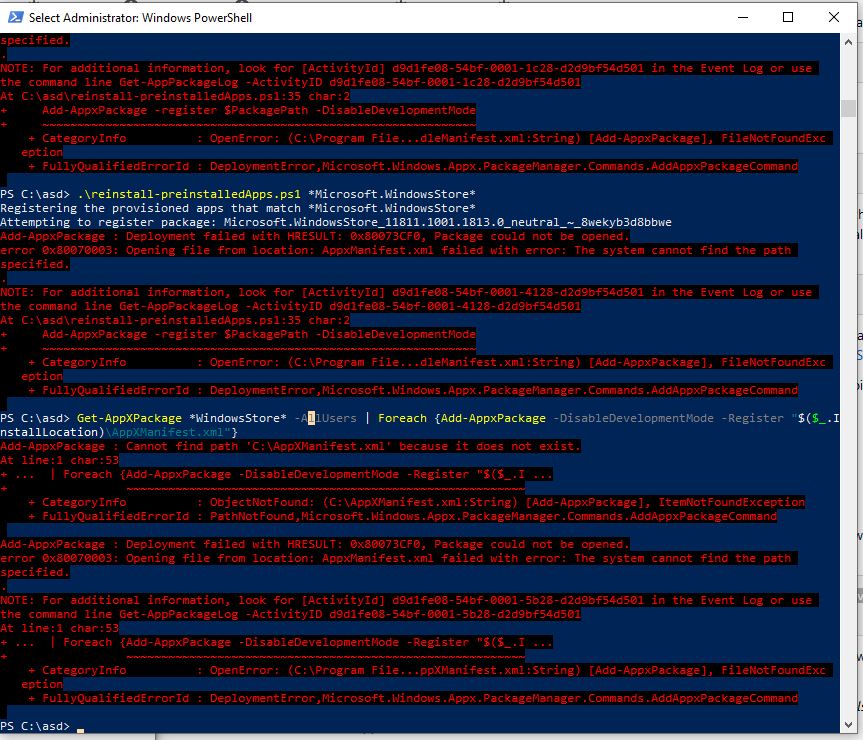 Appinsntaller missing // store not working // no app associated e8684be3-e02c-487b-8821-6d18c696567c?upload=true.png