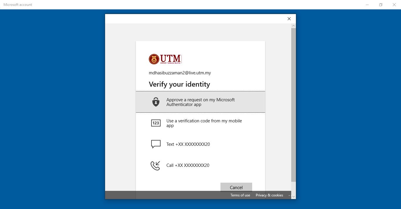 School I'D I can not complete two factor authentication because of mobile no changed. e8a40589-b6e6-4e82-abfd-9eb4b40a4e75?upload=true.jpg