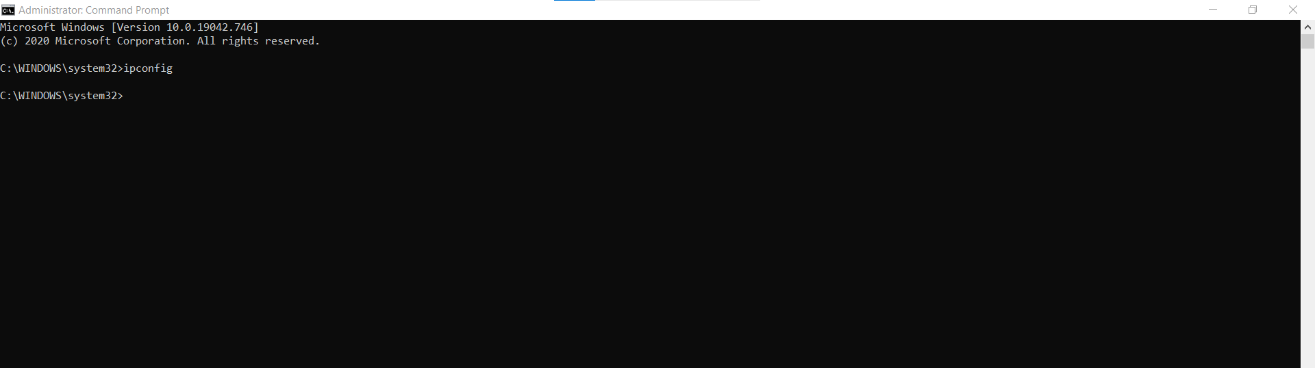 'ipconfig' displays blank output! e92280a1-1736-4db3-b581-c303a921543a?upload=true.png