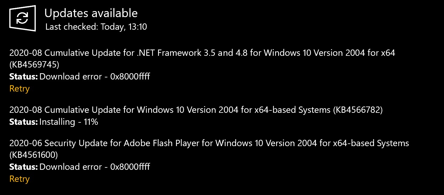 Unable to install updates after installing the 2004 update! 0x8000ffff e97190db-1d52-4fc7-be8b-9fb433574f9f?upload=true.jpg