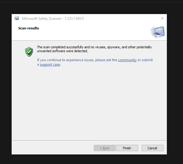 Microsoft safety scanner issue, not cleaning up infected files e9bac622-e686-4c6d-8574-c0cc612ecb75?upload=true.png