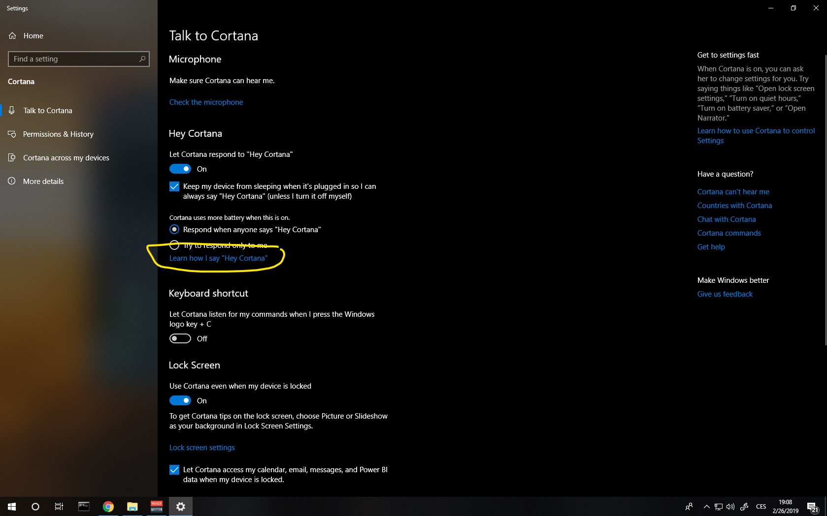 I can not learn cortana how i say hey cortana. ea4f25d6-460b-4d8e-aed1-03e0e32d61d4?upload=true.jpg