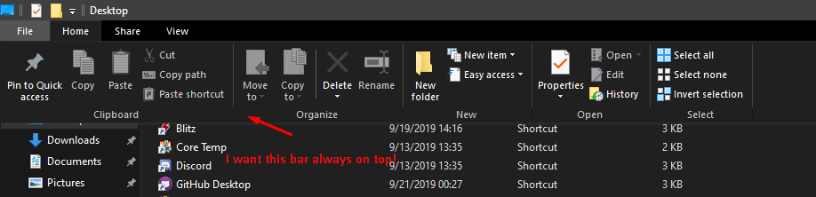 Pinning the "Home" tab on folder explorer. ea5dfaab-6a52-4e3c-955f-5e6360b6a506?upload=true.png