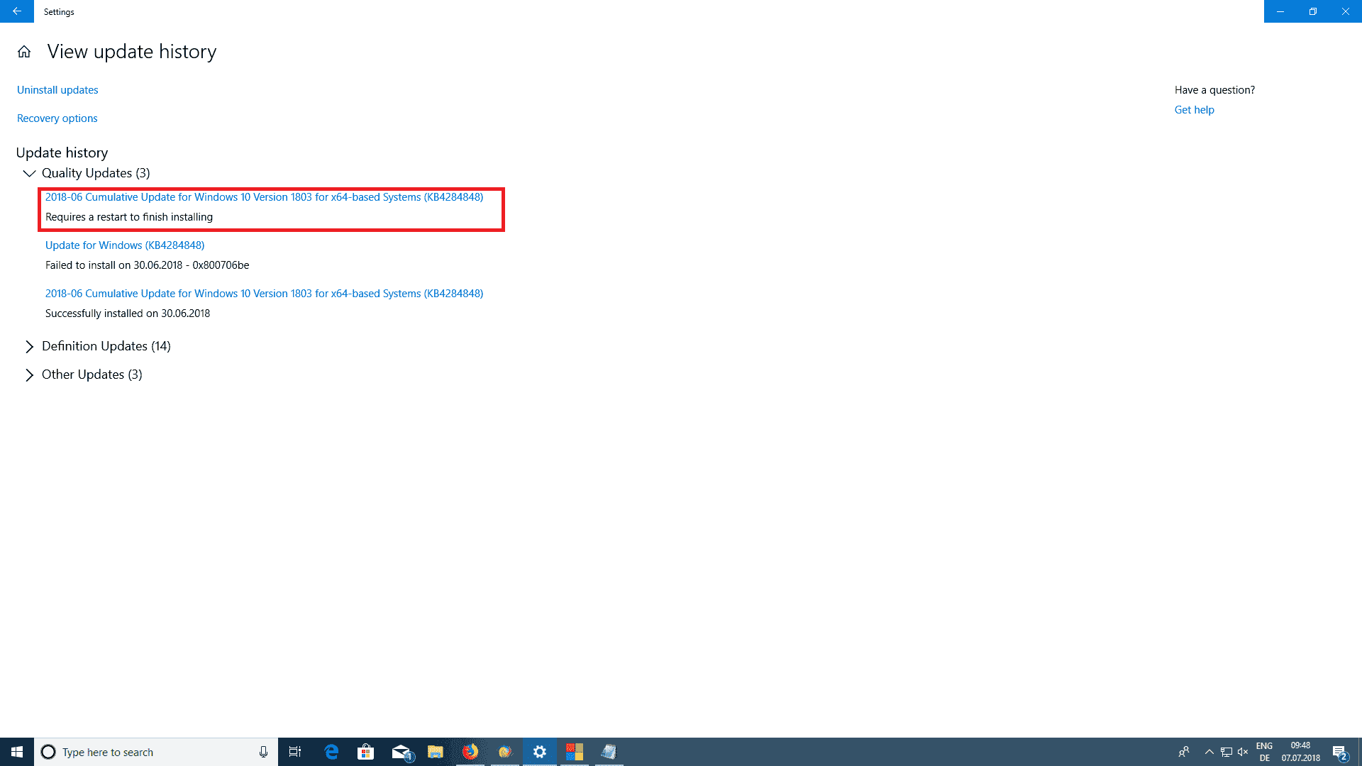 KB4284848 stuck at "Requires a restart to finish installing" ea9b6c20-6240-44c2-b9d7-3a2c334b2d55?upload=true.png