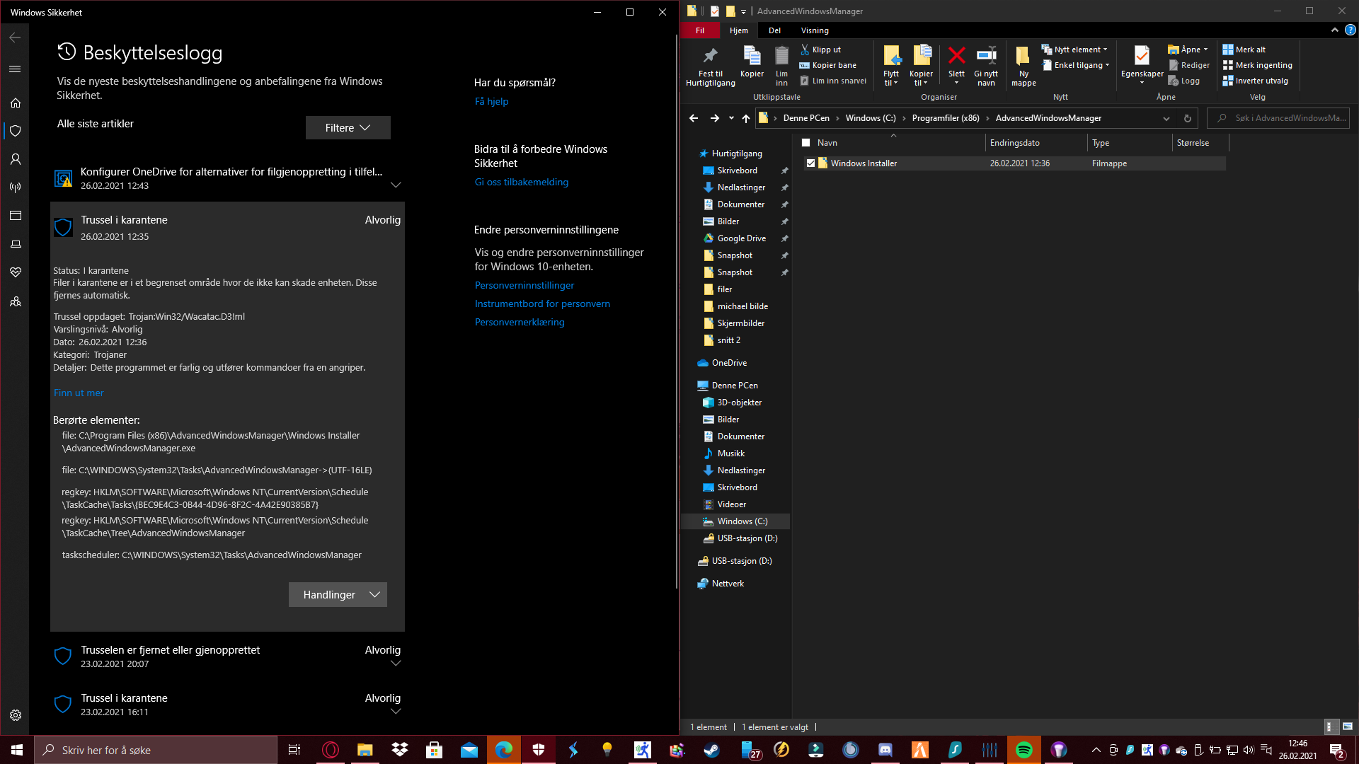 Windows deffender detected a virus in AdvancedWindowsManager ead4ae28-a389-41ab-9f27-a9a235965d46?upload=true.png